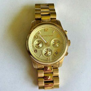 MICHAEL KORS Midsized Runway MK5055 Gold Tone Watch 6.25" Wrist